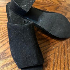 OLD NAVY black suede 2" heel mules